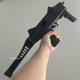 NEW RELEASE! EKOL GANNET Black - Full Auto Front Firing 9mm Blank Machine Gun with Folding Stock