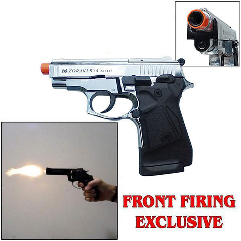 Zoraki 914 Chrome - Full Auto Front Firing 9mm Blank Gun