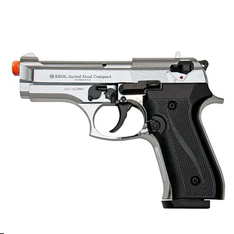 EKOL Jackal Dual Compact Chrome - Full Auto Front Firing 9mm Blank Gun