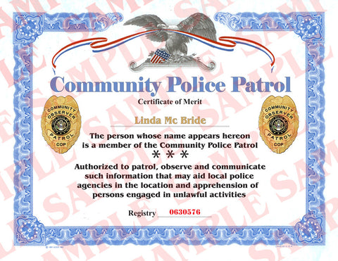Community Police Patrol Certificate - MaxArmory