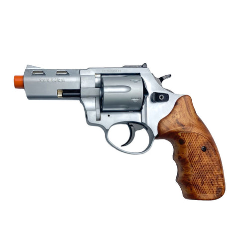 Zoraki R2 Silver 3" Front Firing - 9mm Blank Gun Revolver Simulated Wood Grips