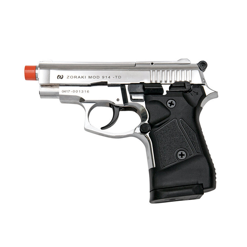 Zoraki 914 Chrome - Semi Auto Front Firing 9mm Blank Gun - MaxArmory