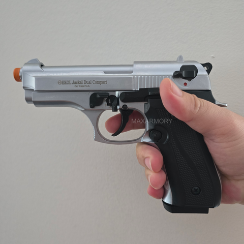 EKOL Jackal Dual Compact Nickel - Full Auto 9mm Front Firing Blank Gun