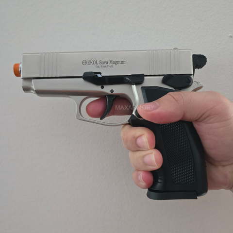 EKOL Sava Magnum Nickel - Front Firing 9mm Blank Gun