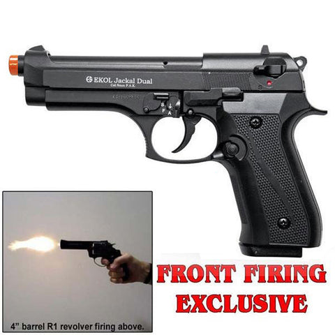 EKOL Jackal Dual Magnum Black - Full Auto Front Firing 9mm Blank Gun