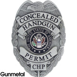 435 Concealed Handgun Permit Badge & Leather Custom Cut Wallet Combo
