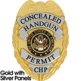 435 Concealed Handgun Permit Badge & Leather Custom Cut Wallet Combo