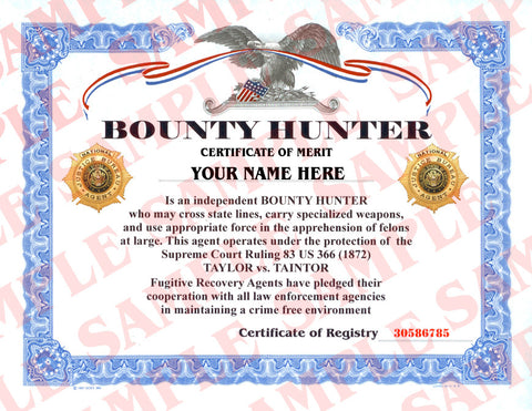 Bounty Hunter Certificate - MaxArmory