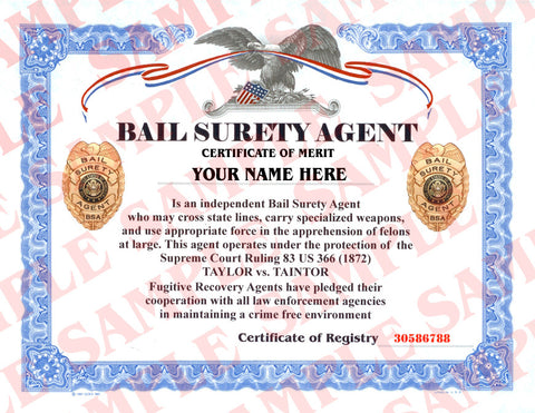 Bail Surety Agent Certificate - MaxArmory