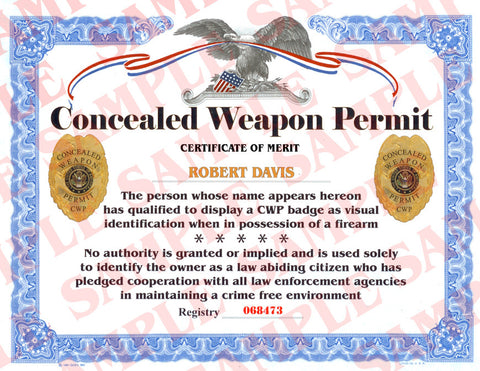 Concealed Weapons Permit Certificate - MaxArmory