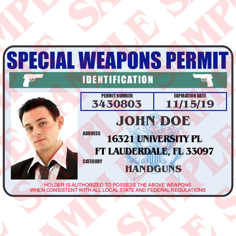 Special Weapons Permit Custom Id Card Maxarmory