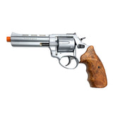 Zoraki R1 Silver 4.5" Front Firing - 9mm Blank Revolver w/ Wood Grips