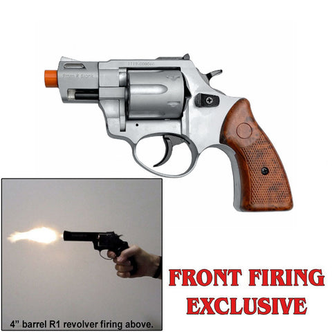 Zoraki R2 Silver 2" Front Firing - 9mm Blank Gun Revolver  w/ Wood Grips