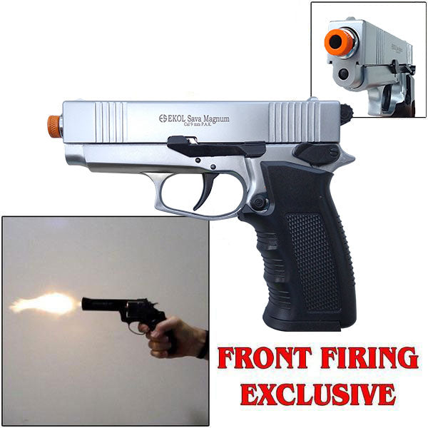 EKOL Sava Magnum Nickel - Front Firing 9mm Blank Gun - MaxArmory