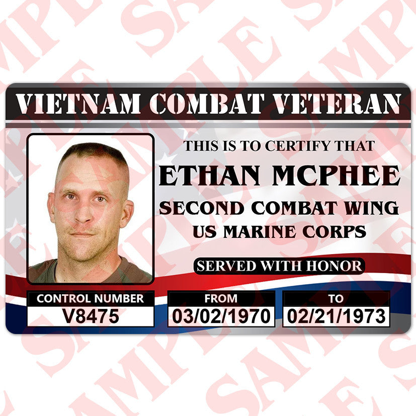 United States Combat Veteran Any War Custom Id Card Maxarmory