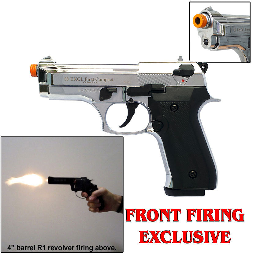 EKOL FIRAT V92F Compact Chrome - 9mm Front Firing Blank Gun